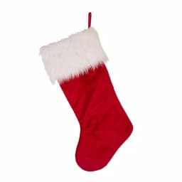 Glitzhome 21 in. Red Polyester Velvet Christmas Stockings with Plush Cuff - Good Dog Print (2-Pack) thumbnail 3
