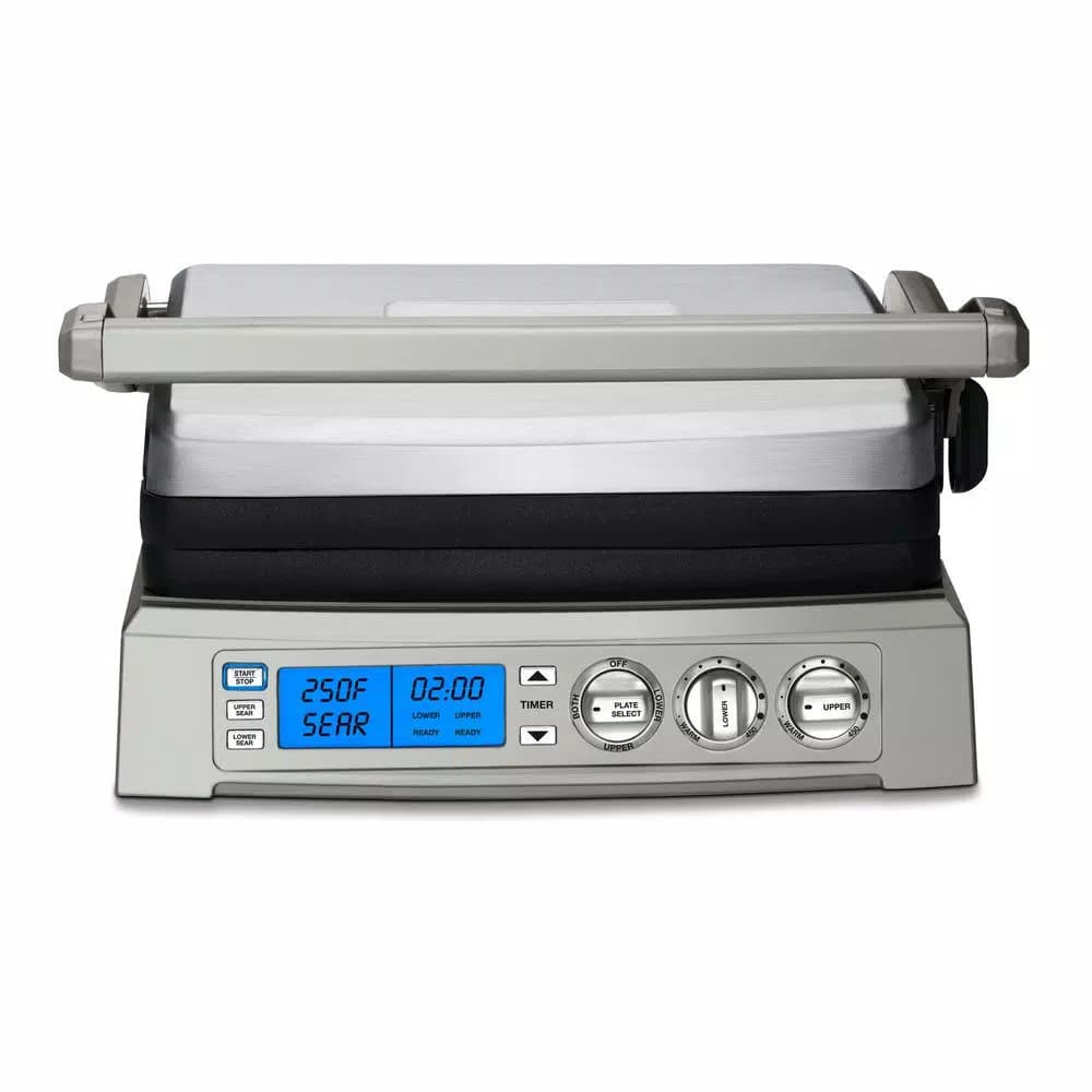 Cuisinart Griddler Elite 240 sq. in. Indoor Electric Grill and Panini Press, Brushed Stainless Steel