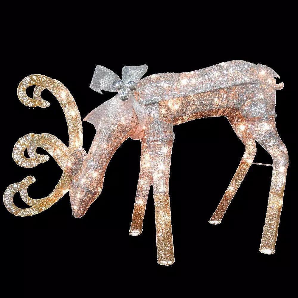 National Tree Company 28 in. Reindeer Christmas Decoration with 70 Clear Lights - Indoor/Outdoor Yard Stake