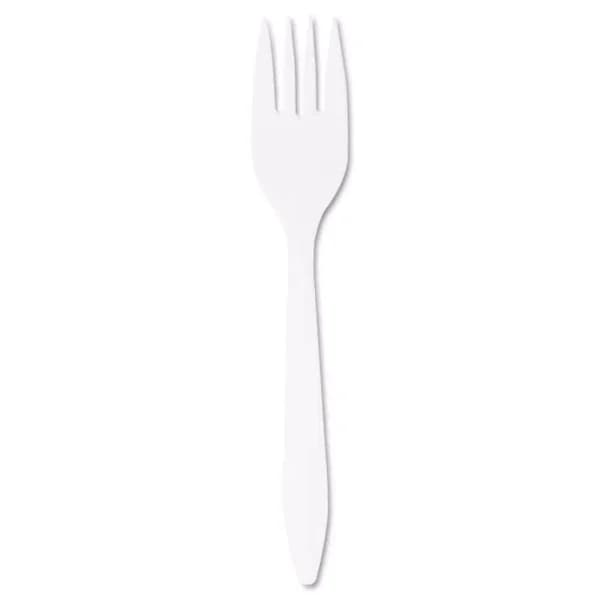 DART Mediumweight White Polypropylene Disposable Forks, 1000 Count Case