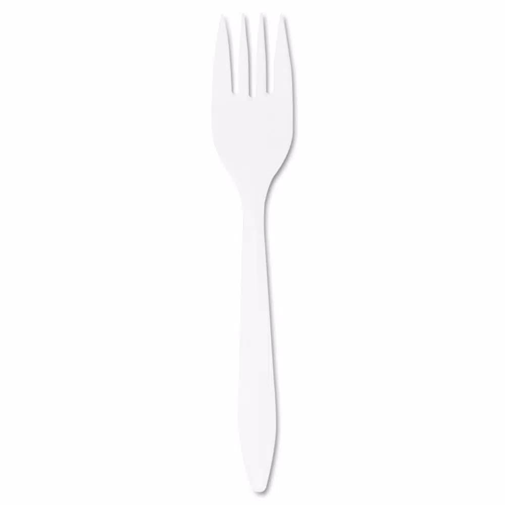 DART Mediumweight White Polypropylene Disposable Forks, 1000 Count Case