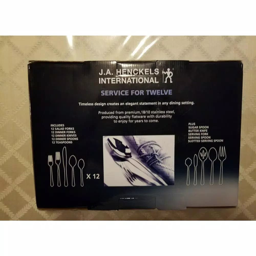 J.A. HENCKELS INTERNATIONAL Henckels International Alcea 65-Piece 18/10 Stainless Steel Flatware Set, Service for 12