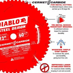 Diablo Steel Demon Cermet II 12 in. 60-Tooth Carbide Circular Saw Blade for Metal & Stainless Steel thumbnail 3