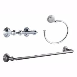 KOHLER Devonshire 3-Piece Bathroom Hardware Set - Towel Bar, Ring, and Toilet Paper Holder in Polished Chrome thumbnail 1