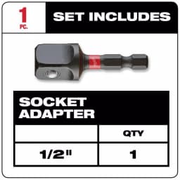 Milwaukee SHOCKWAVE 1/2 in. Drive to 1/4 in. Hex Impact Socket Adapter thumbnail 2