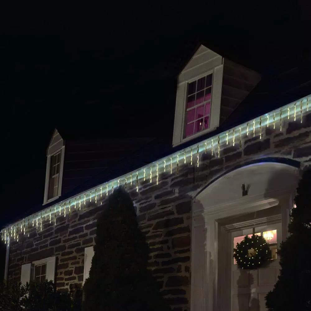 Brite Star 60-Light Pure White Amazing Ice Drip LED Icicle Light Set
