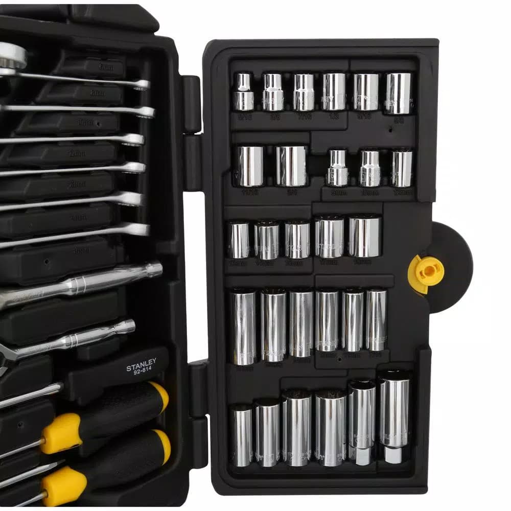 Stanley 150-Piece SAE Mechanics Tool Set with 1/4 in. & 3/8 in. Drive, Chrome Vanadium Steel