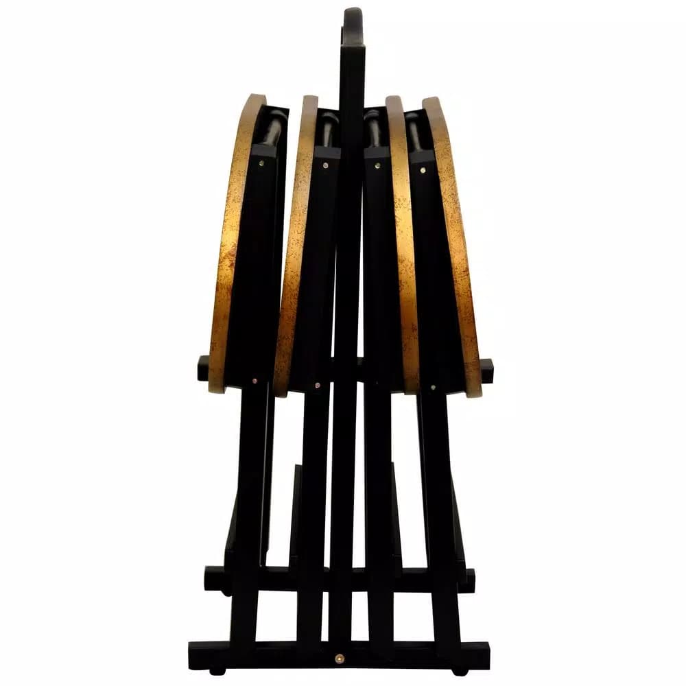 Oriental Furniture 4-Pack Rosewood Folding TV Trays with Antique Gold Bamboo & Butterfly Motif