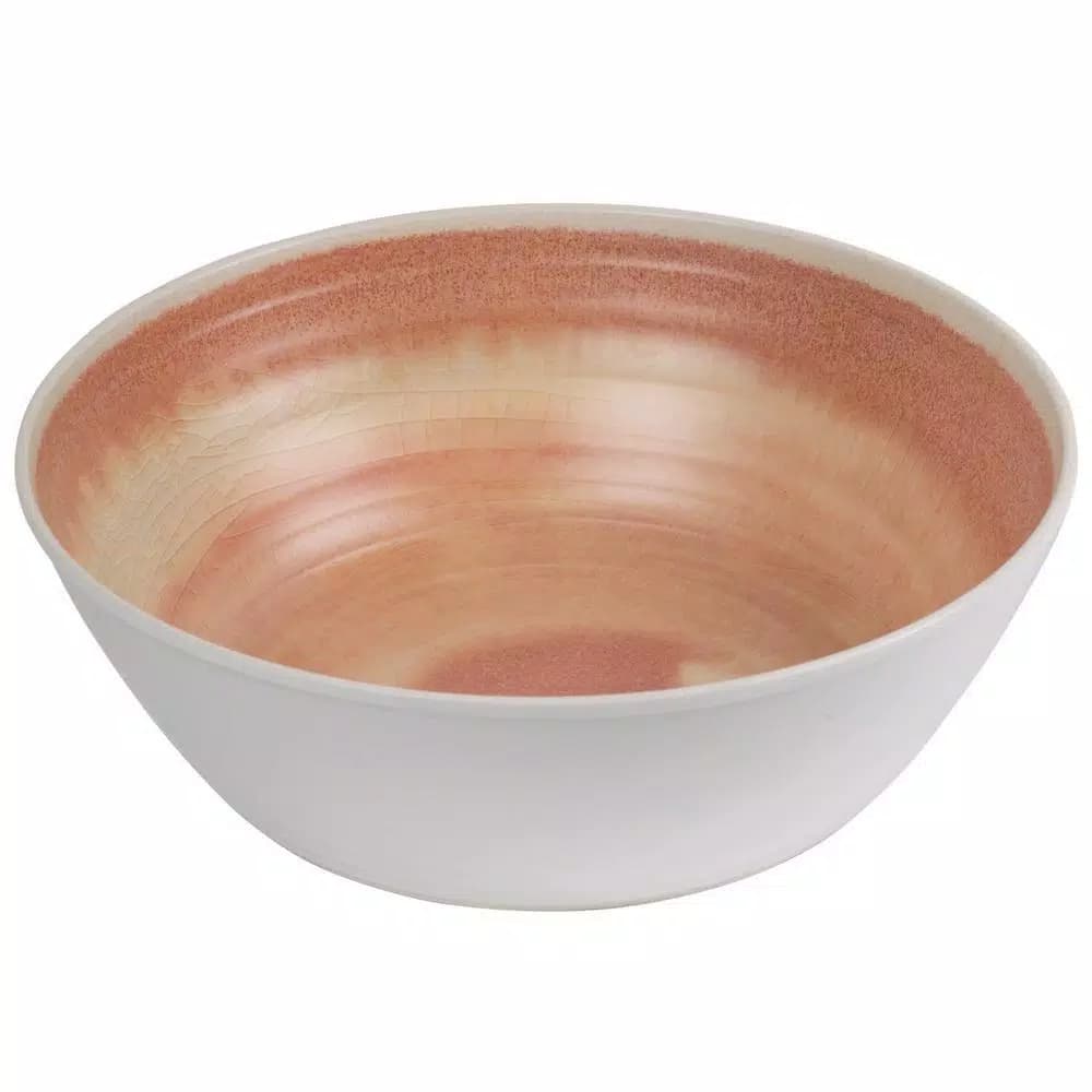 Unbranded Raku Coral Melamine Serving Bowl, 169 oz, Round, Shatterproof