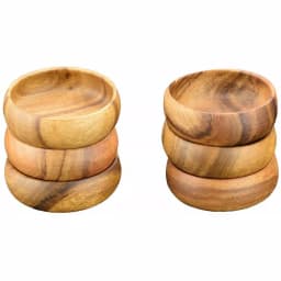 Acaciaware 6-Piece Handcrafted Acacia Wood Round Dip and Nut Bowl Set, 4 in. thumbnail 1