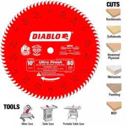 Diablo 10 in. x 80-Teeth Ultra Finish Carbide Circular Saw Blade thumbnail 5