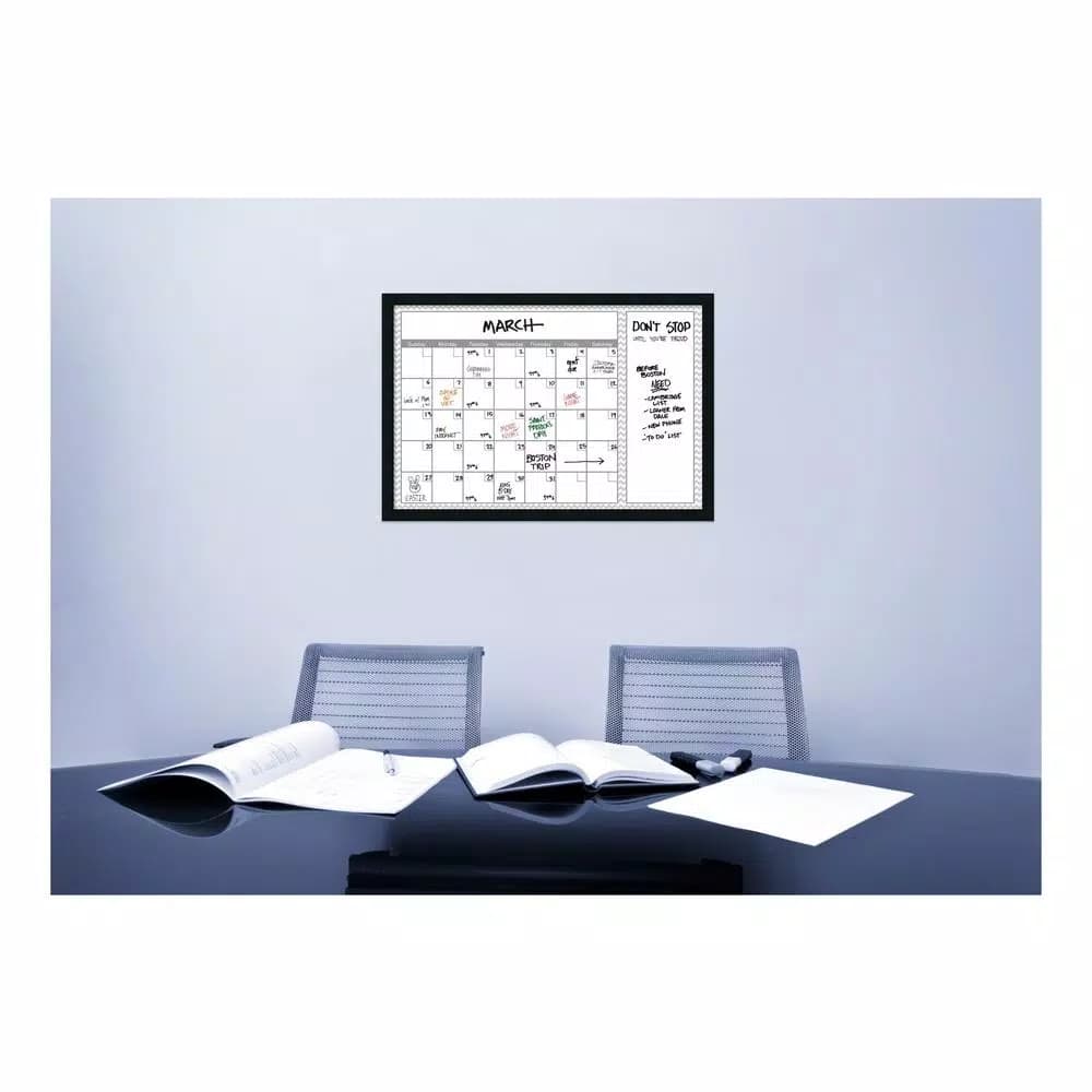 Amanti Art Grey Chevron Framed Glass Dry Erase Calendar Board, 38 x 26 in.