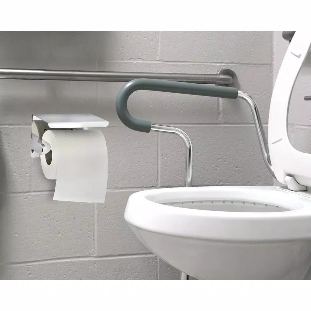 Alpine Industries Single Post Toilet Paper Holder with Storage Shelf, Chrome Finish