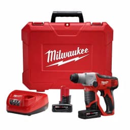 Milwaukee M12 12V Lithium-Ion Cordless 1/2 in. SDS-Plus Rotary Hammer Kit with (2) 3.0Ah Batteries, Charger & Case thumbnail 1