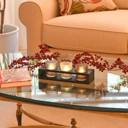 LUMABASE Trio Candle Tray with 3 Frosted Earth Tone Glass Votives - Black Wood thumbnail 4