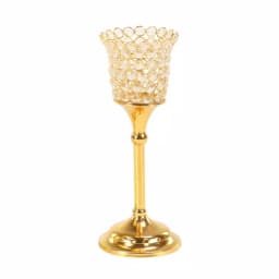LITTON LANE Gold Aluminum Candle Holders with Bead Accents, Set of 3 thumbnail 4