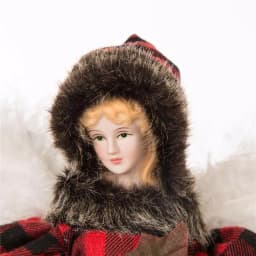 Glitzhome 12 in. Plaid Angel Christmas Tree Topper Figurine Decoration thumbnail 2