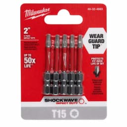 Milwaukee SHOCKWAVE Torx #15 2 in. Impact Duty Steel Screwdriver Bits, 5-Pack thumbnail 2