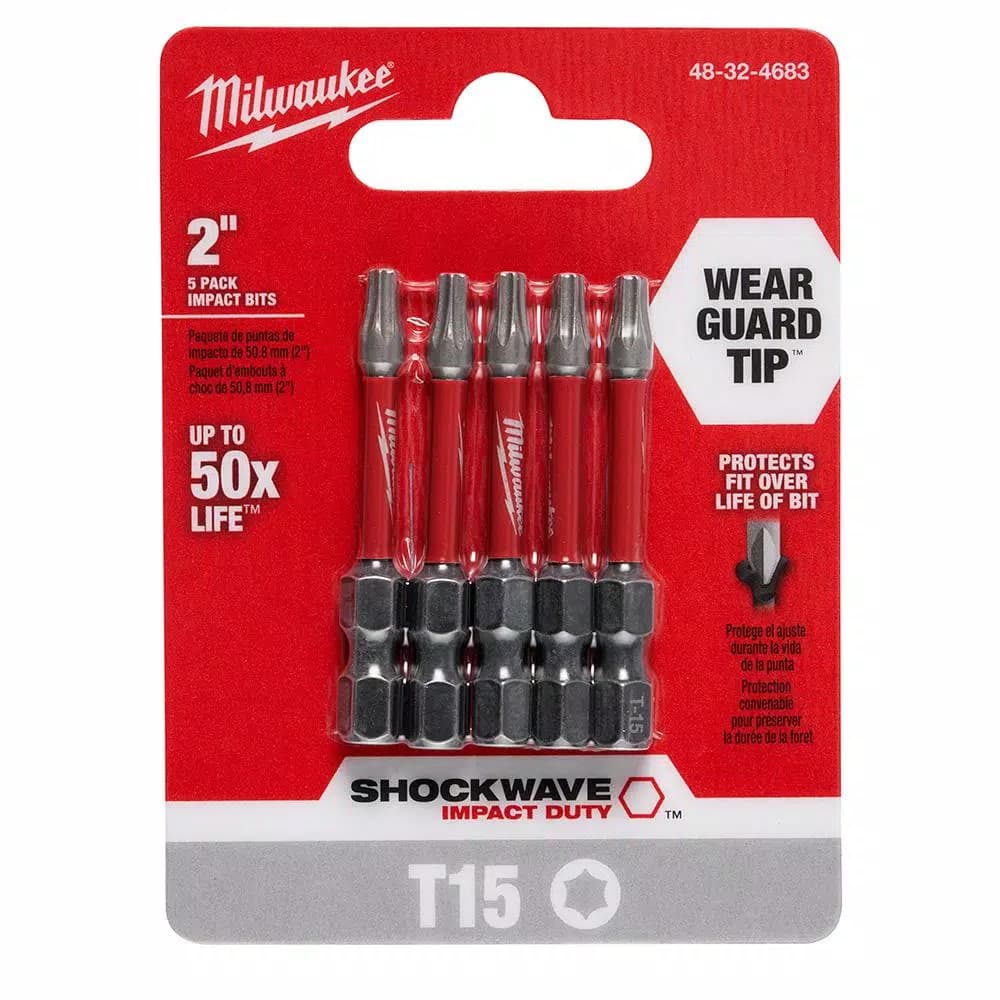 Milwaukee SHOCKWAVE Torx #15 2 in. Impact Duty Steel Screwdriver Bits, 5-Pack