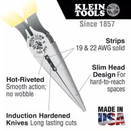 Klein Tools 6 in. Long Nose Side Cutting Pliers for Switchboard Work thumbnail 2