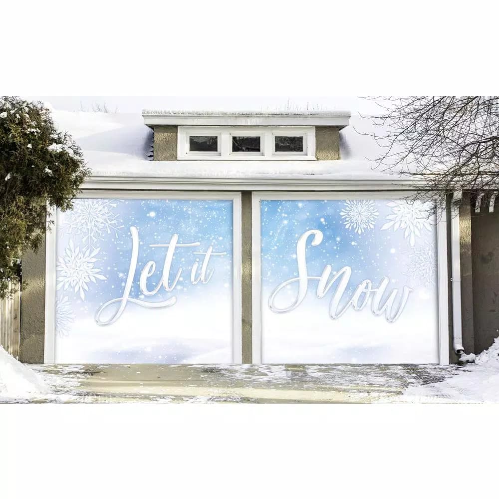 My Door Decor 7 ft. x 8 ft. Let It Snow Christmas Garage Door Banner Mural