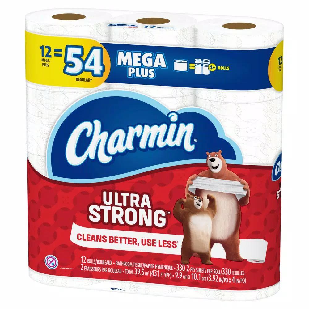 Charmin Ultra Strong Toilet Paper, 2-Ply Mega Plus Rolls, 12 Count Pack