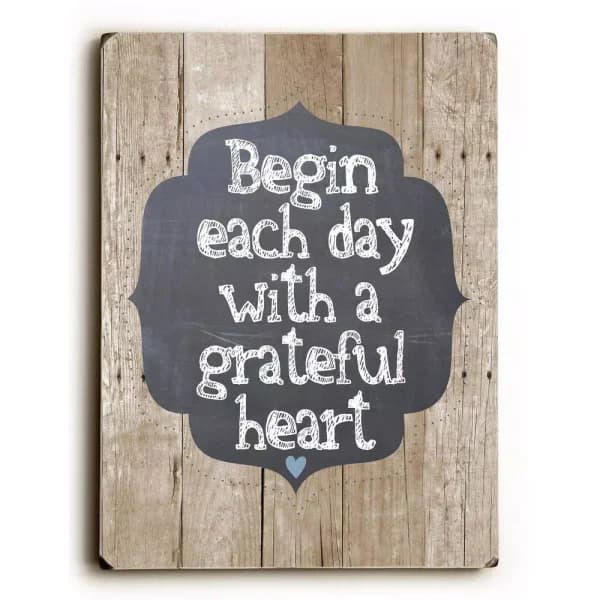 ArteHouse Grateful Heart by Ginger Oliphant 9x12 in. Solid Wood Wall Art Sign