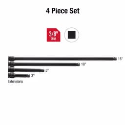 SUNEX TOOLS Sunex 3504 3/8 in. Wobble Drive Impact Extension Socket Set, 4-Piece thumbnail 5