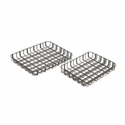 LITTON LANE Industrial Arts Black Metal Crosshatched Decorative Tray Set, Set of 2 thumbnail 2