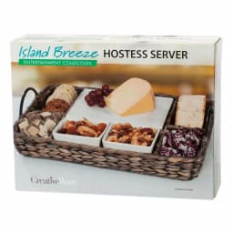 Unbranded CreativeWare Island Breeze Complete Hostess Server Set with Water Hyacinth Basket & Ceramic Bowls thumbnail 8