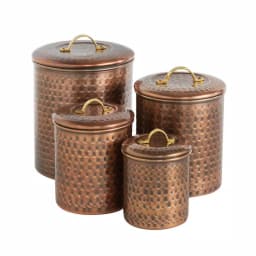 Old Dutch 4-Piece Hammered Antique Copper Canister Set with Fresh Seal Covers thumbnail 8