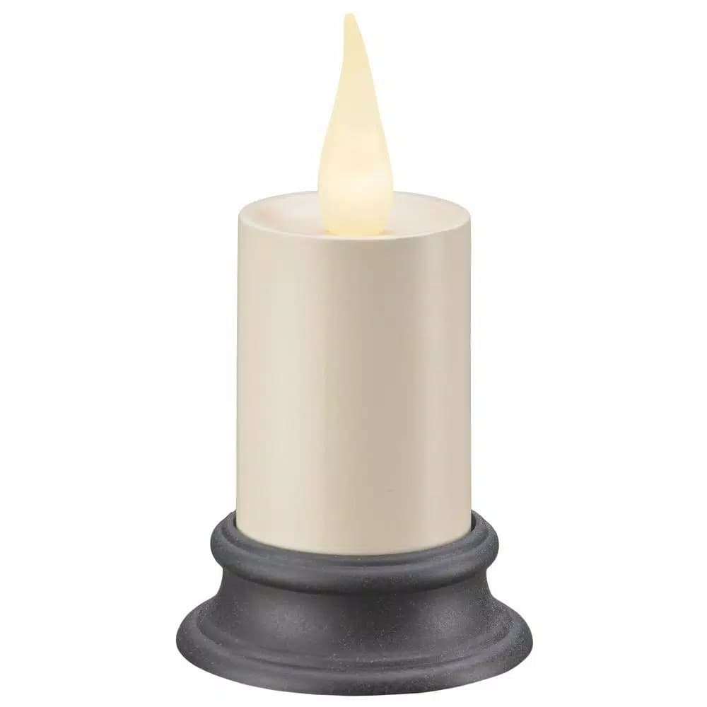 Xodus Innovations 4 in. White LED Votive Candle with Warm 3D Flame and Aged Bronze Base