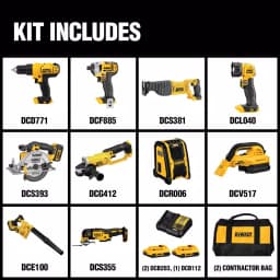 DEWALT 20V MAX Cordless Combo Kit (10-Tool) with (2) 2.0 Ah Batteries, Charger & Bags thumbnail 2