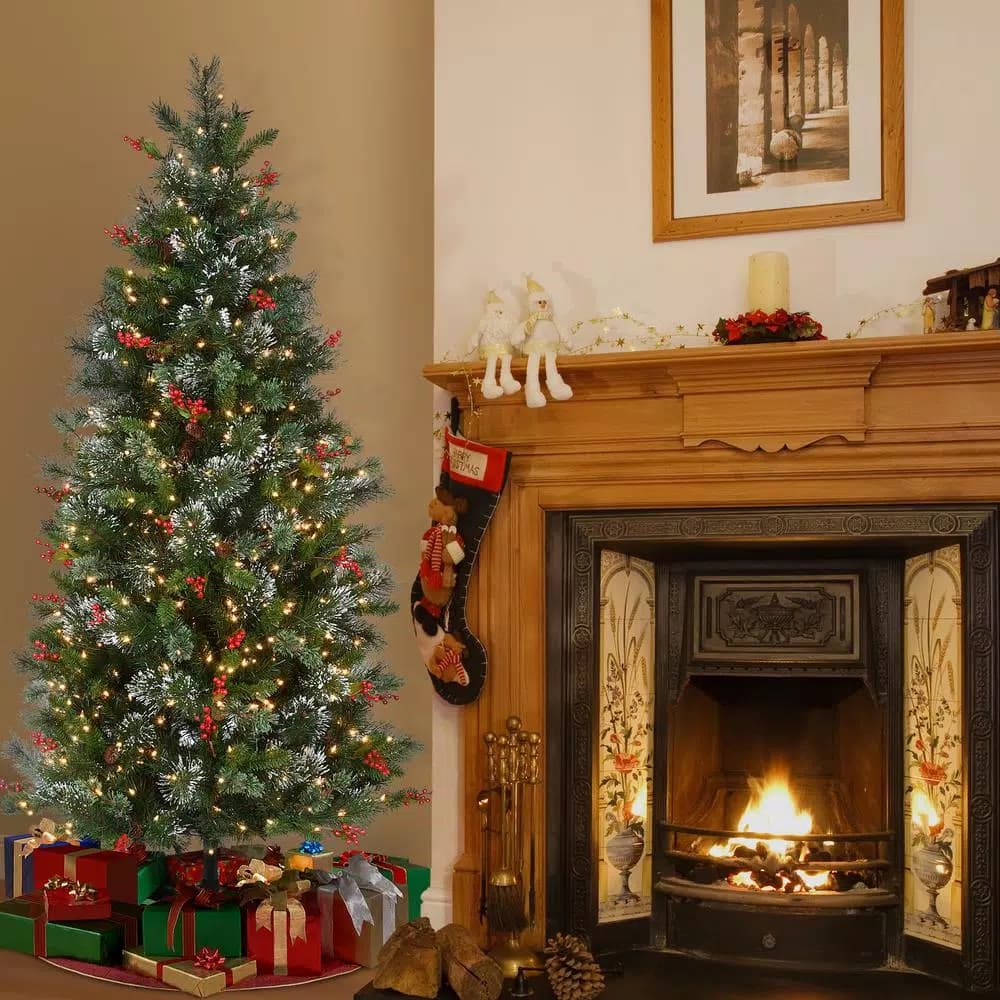 National Tree Company 6.5 ft. Wintry Pine Pre-Decorated Artificial Christmas Tree with 650 Clear Lights