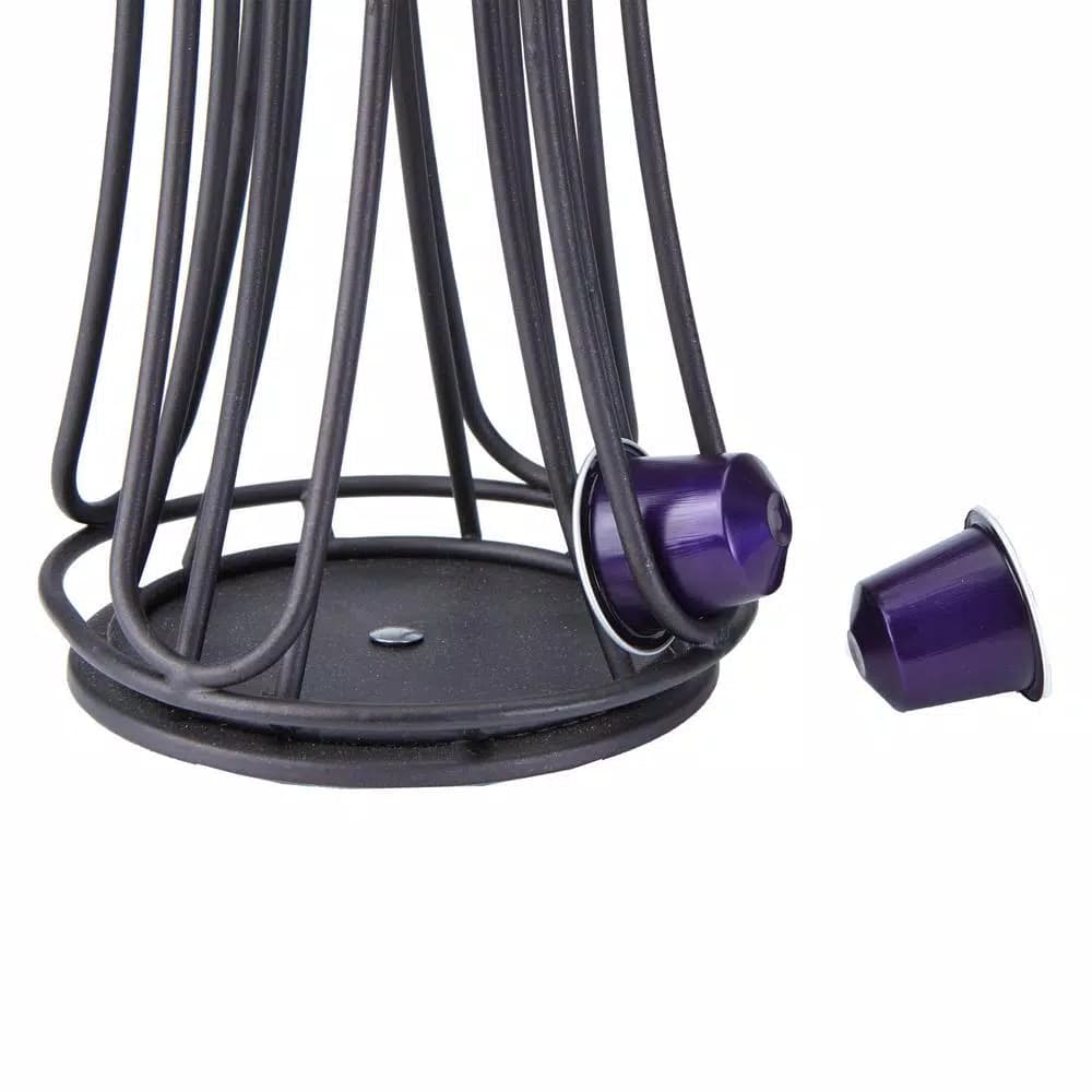 Mind Reader Nespresso Compatible Black Metal Coffee Capsule Holder & Spinning Dispenser (Holds 44)