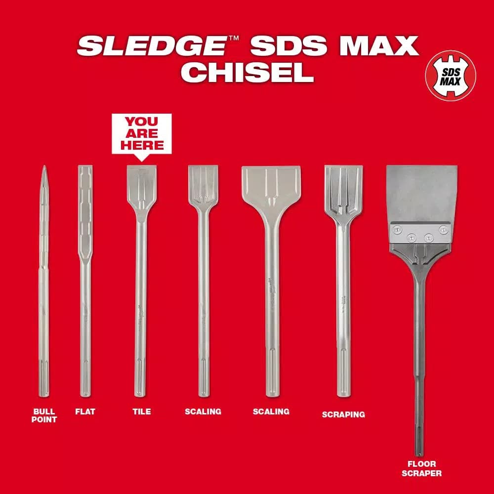 Milwaukee SDS-Max SLEDGE 2 in. x 15 in. Steel Tile Chisel Bit