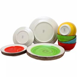 Gibson Home Confetti Band 12-Piece Ceramic Stoneware Dinnerware Set, Service for 4 thumbnail 3