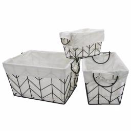 Admired By Nature Metal Wire Rectangular Nesting Storage Baskets, Set of 3 with Soft Cloth Lining thumbnail 2