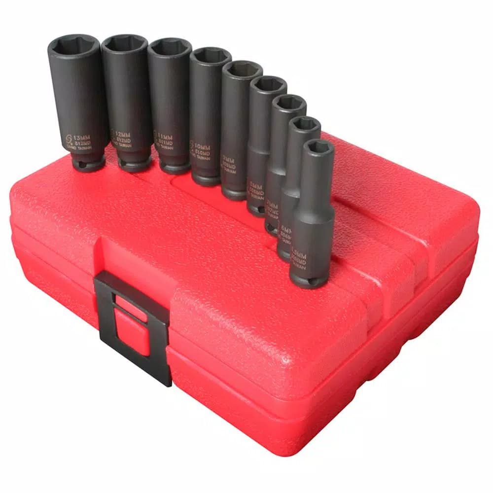 SUNEX TOOLS 9-Piece 1/4 in. Drive Deep Metric Impact Socket Set, CR-MO Alloy Steel