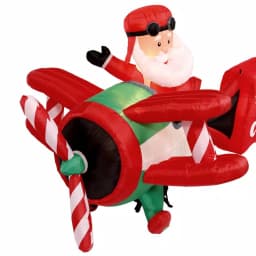 Home Accents Holiday 16 ft. Airblown Inflatable Santa on Airplane with Penguin and Merry Christmas Banner thumbnail 4