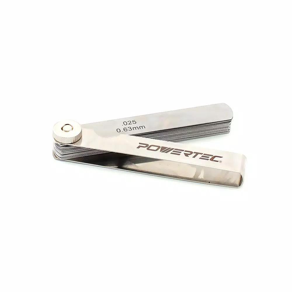 POWERTEC 26-Blade Feeler Gauge Set, 0.0015-0.025 in. Dual Marked Imperial and Metric