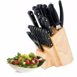 Utica Cutlery Co. 21-Piece Stainless Steel Knife Set with Wooden Storage Block thumbnail 1