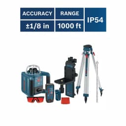 Bosch 1000 ft. Self-Leveling Rotary Laser Level Kit with Layout Beam & Remote Control thumbnail 3