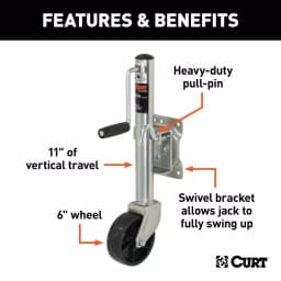 CURT Marine Trailer Jack with 6" Wheel, 1,200 lbs. Capacity, 10" Travel thumbnail 4