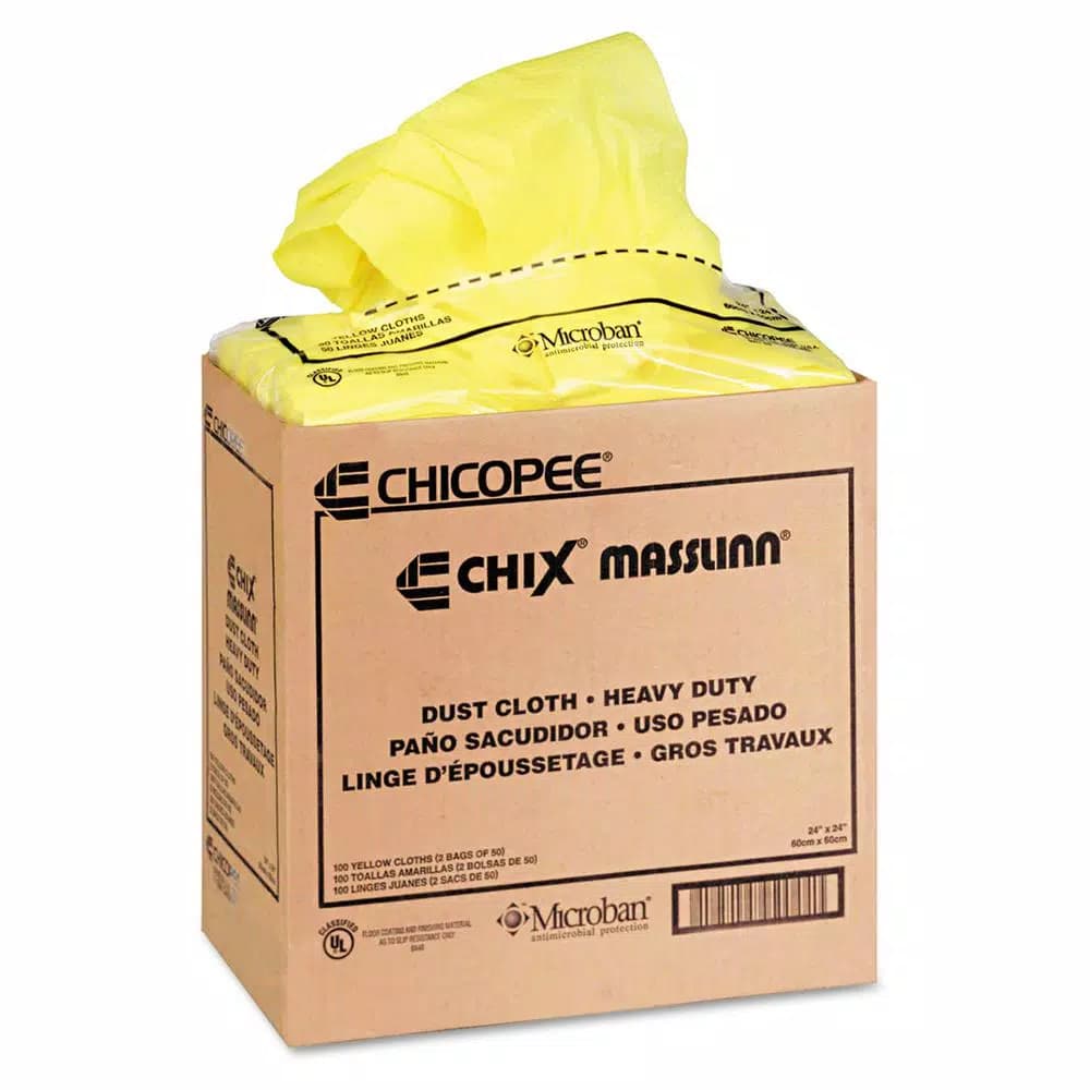 Chix Yellow Masslinn Dust Cloths, 24 in. x 24 in., Mineral-Oil Treated with Microban Antimicrobial Protection (100-Pack)