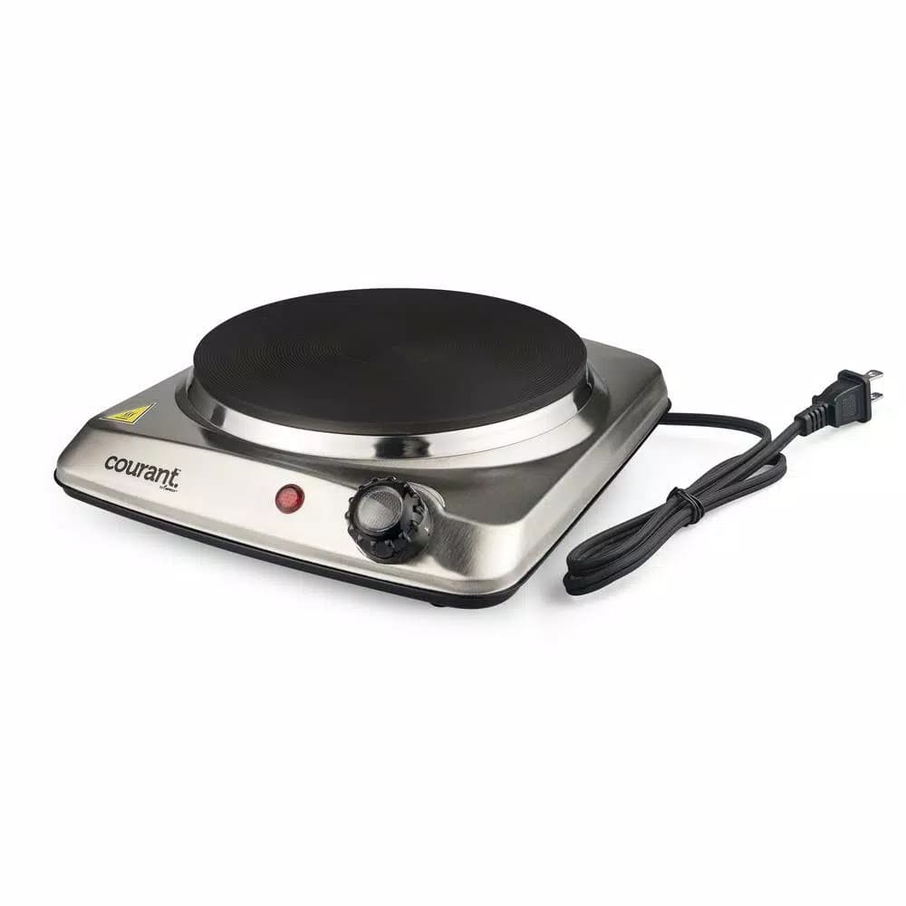 Courant 1000W Portable Single Burner Stainless Steel Hot Plate with 6.1 in. Cast Iron Plate