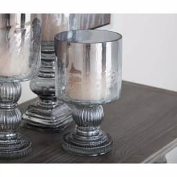 LITTON LANE 10 in. Smoked Black Hurricane Glass Baluster Candle Holder thumbnail 1