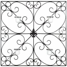 Safavieh Black Wrought Iron Square Votive Wall Decor Candle Sconce with Glass Holders thumbnail 1