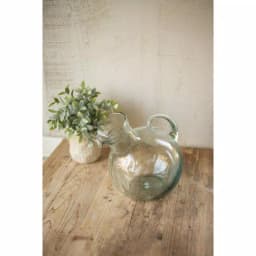Unbranded Hand-Blown Clear Glass Pitcher, 72 fl. oz. Tilted Design with Small Mouth thumbnail 3