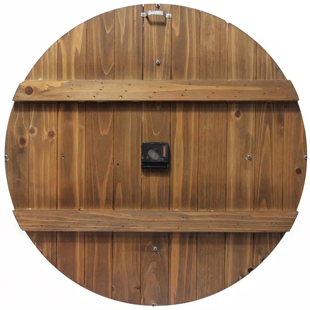 Infinity Instruments Wine Barrel 24 in. Wood and Steel Round Wall Clock